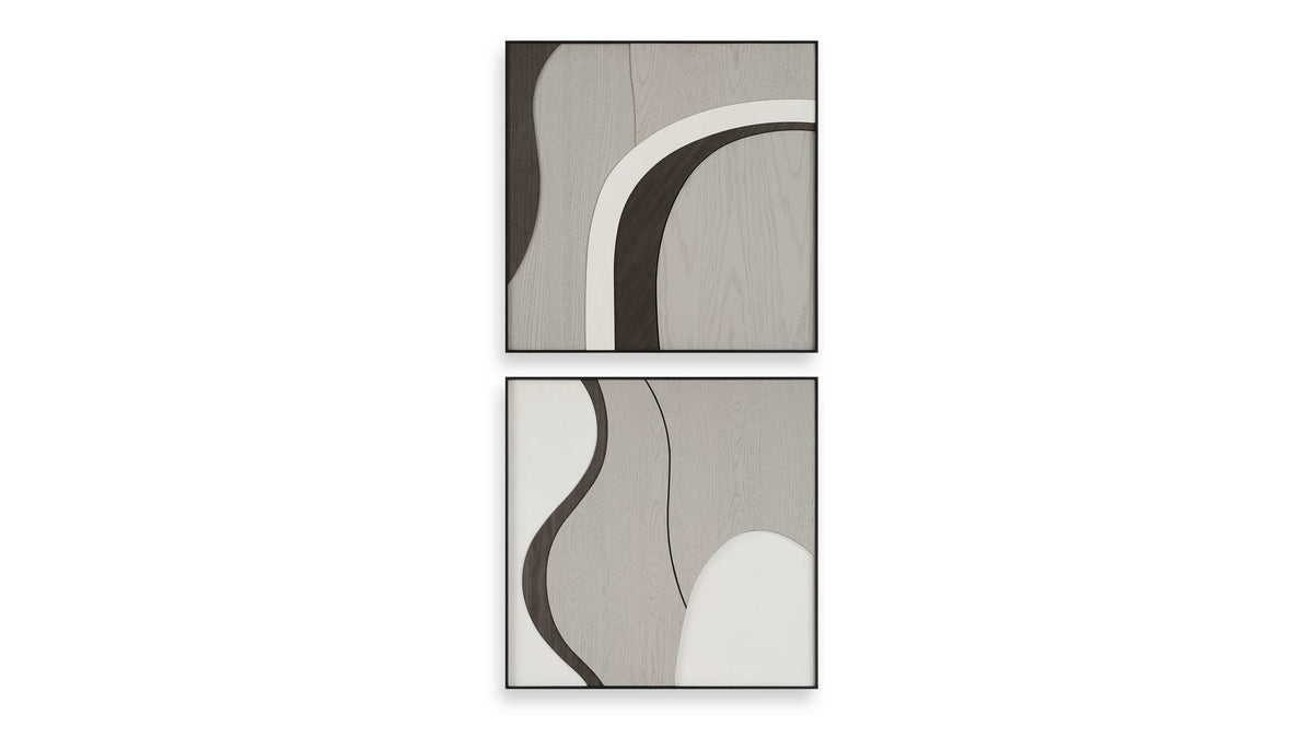Joel - Modern Wood Wall Art (Set of 2) - Brown / Gray