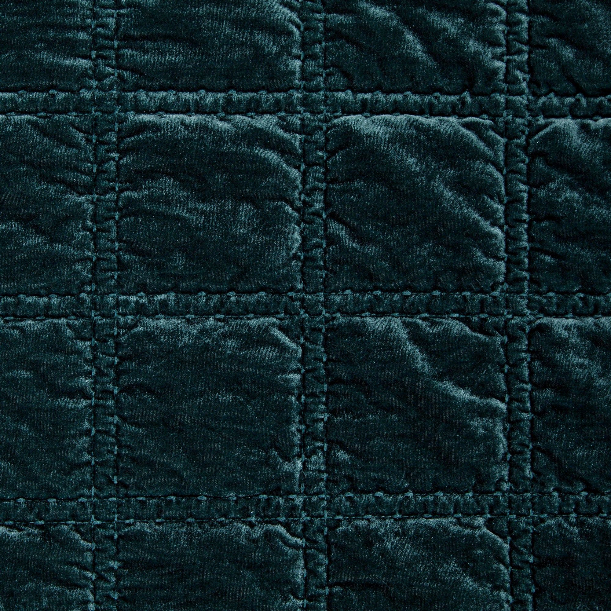 Stella - Faux Silk Velvet Double Box Stitch Throw - Storm Blue