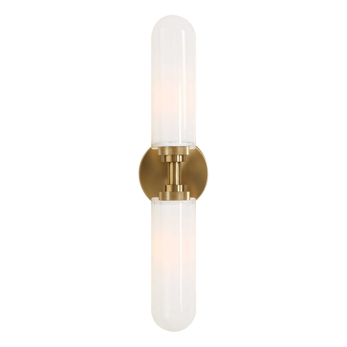 Wellsville - 2 Light Brass Sconce - White / Gold