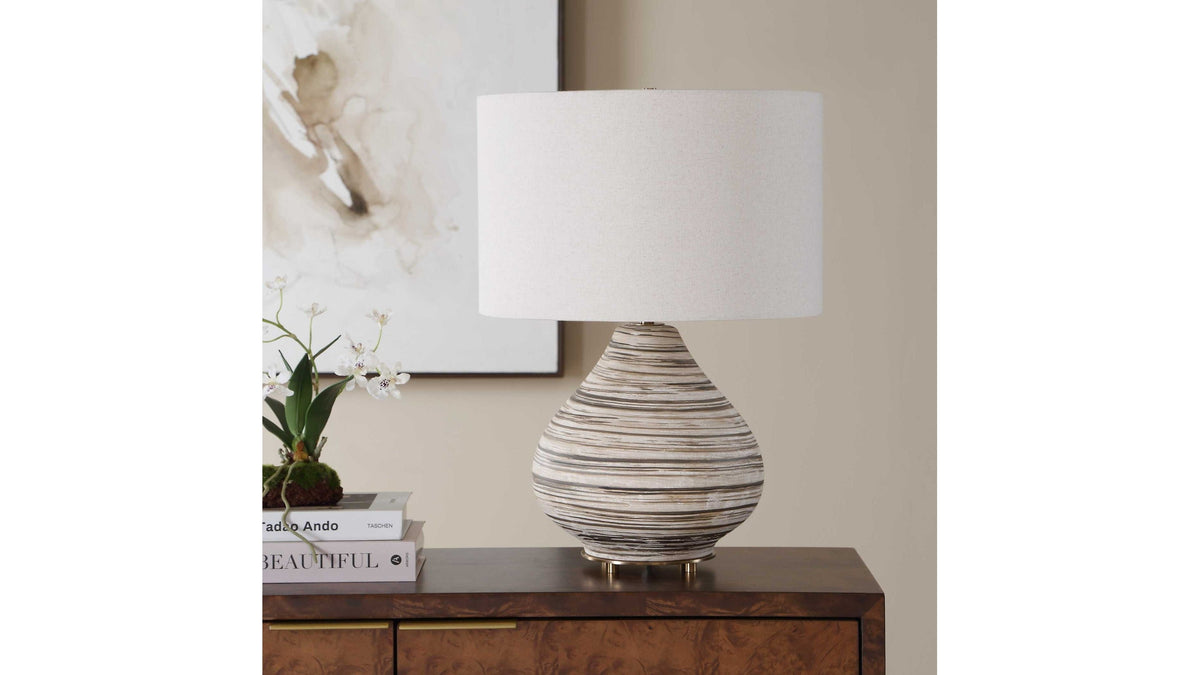 Azura - Horizontal Line Table Lamp - Brown / Gray / White