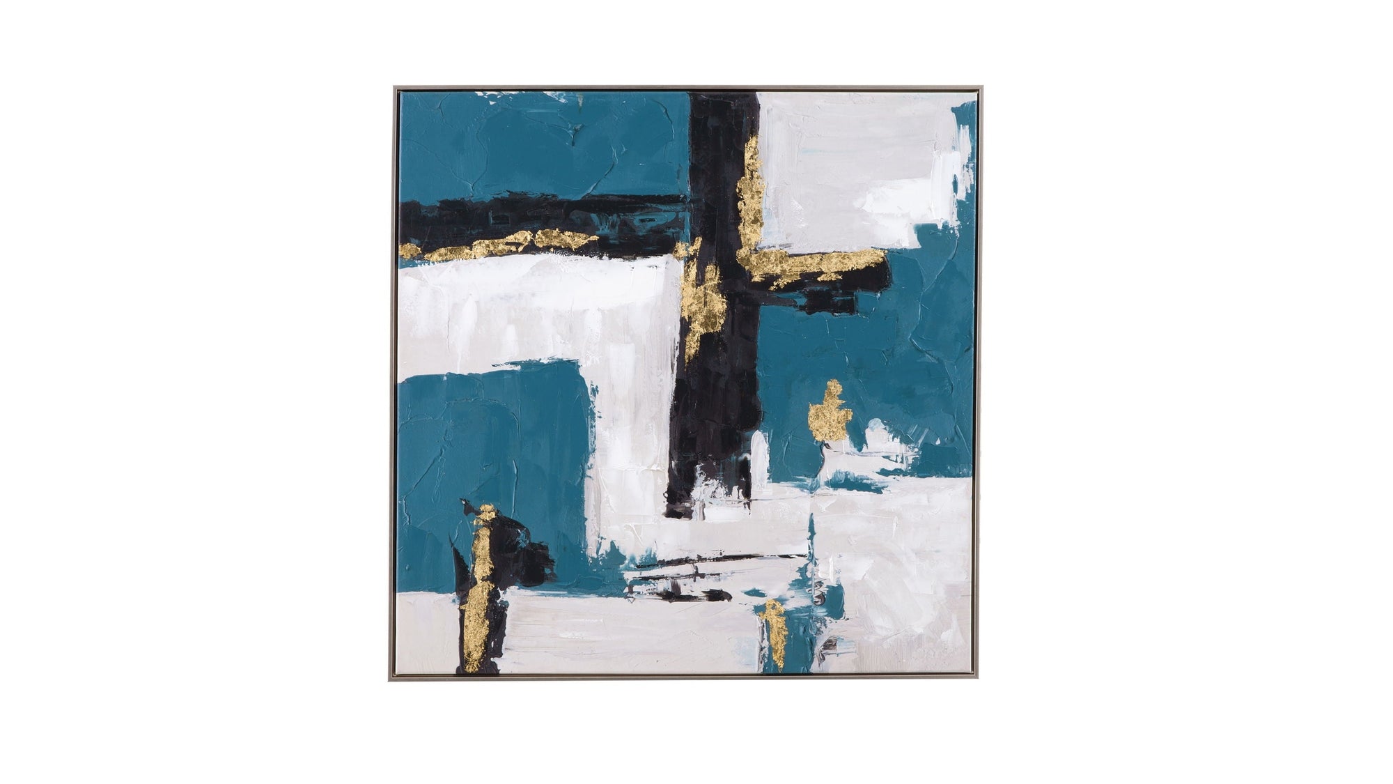 Around About Framed Canvas - Blue / White