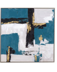 Around About Framed Canvas - Blue / White