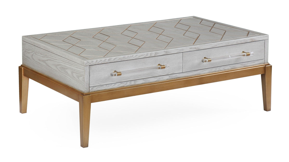 Perrine - Rectangle Cocktail Table - Silver / Gold