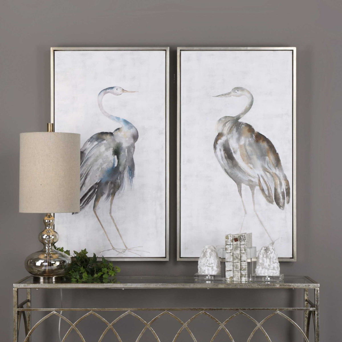 Summer Birds - Framed Art (Set of 2) - Silver