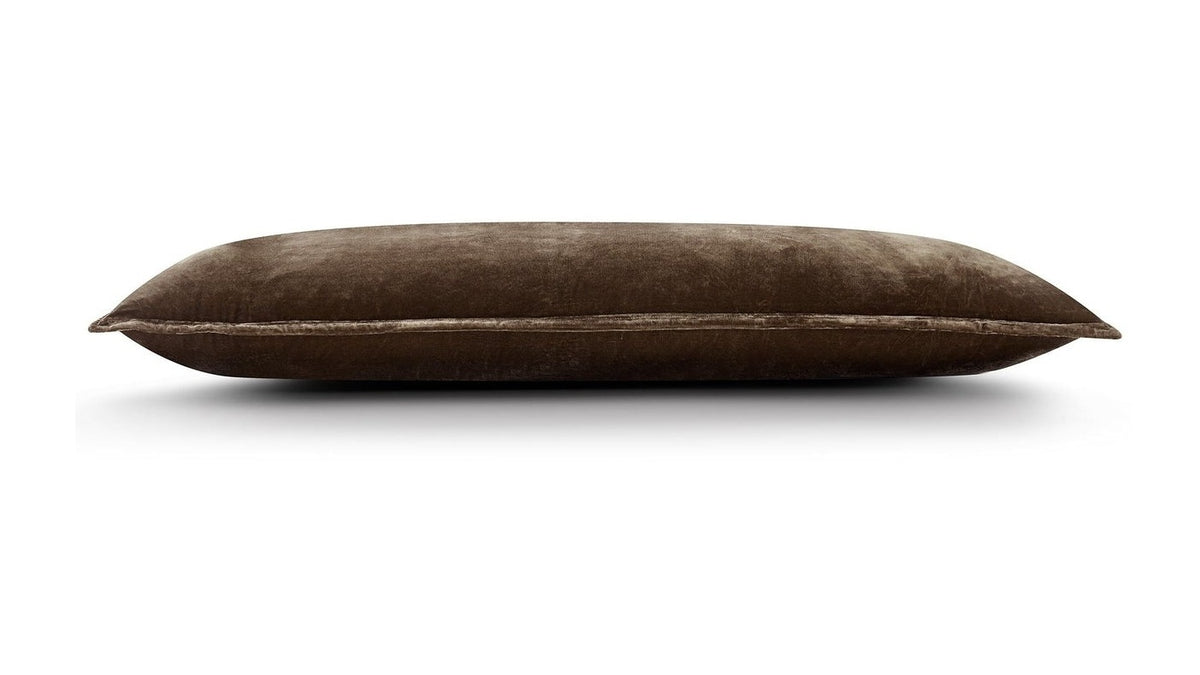 Stella - Faux Silk Velvet Long Lumbar Pillow - Green Ochre