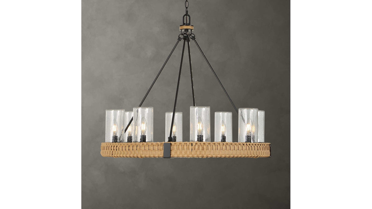 Palm Royal - 8 Light Indoor-Outdoor Chandelier - Black / Light Brown