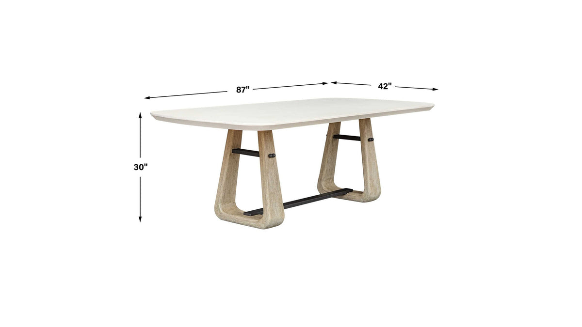 Circa - Concrete Outdoor Dining Table - White / Woodtone