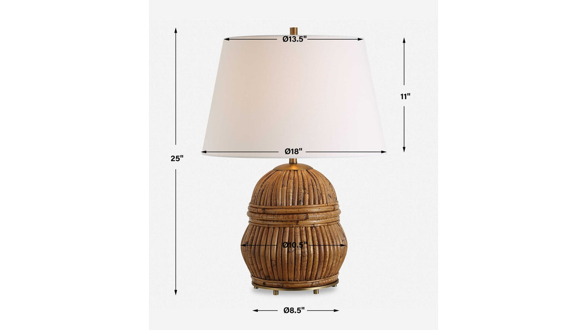 Reed - Honey Rattan Table Lamp - Light Brown