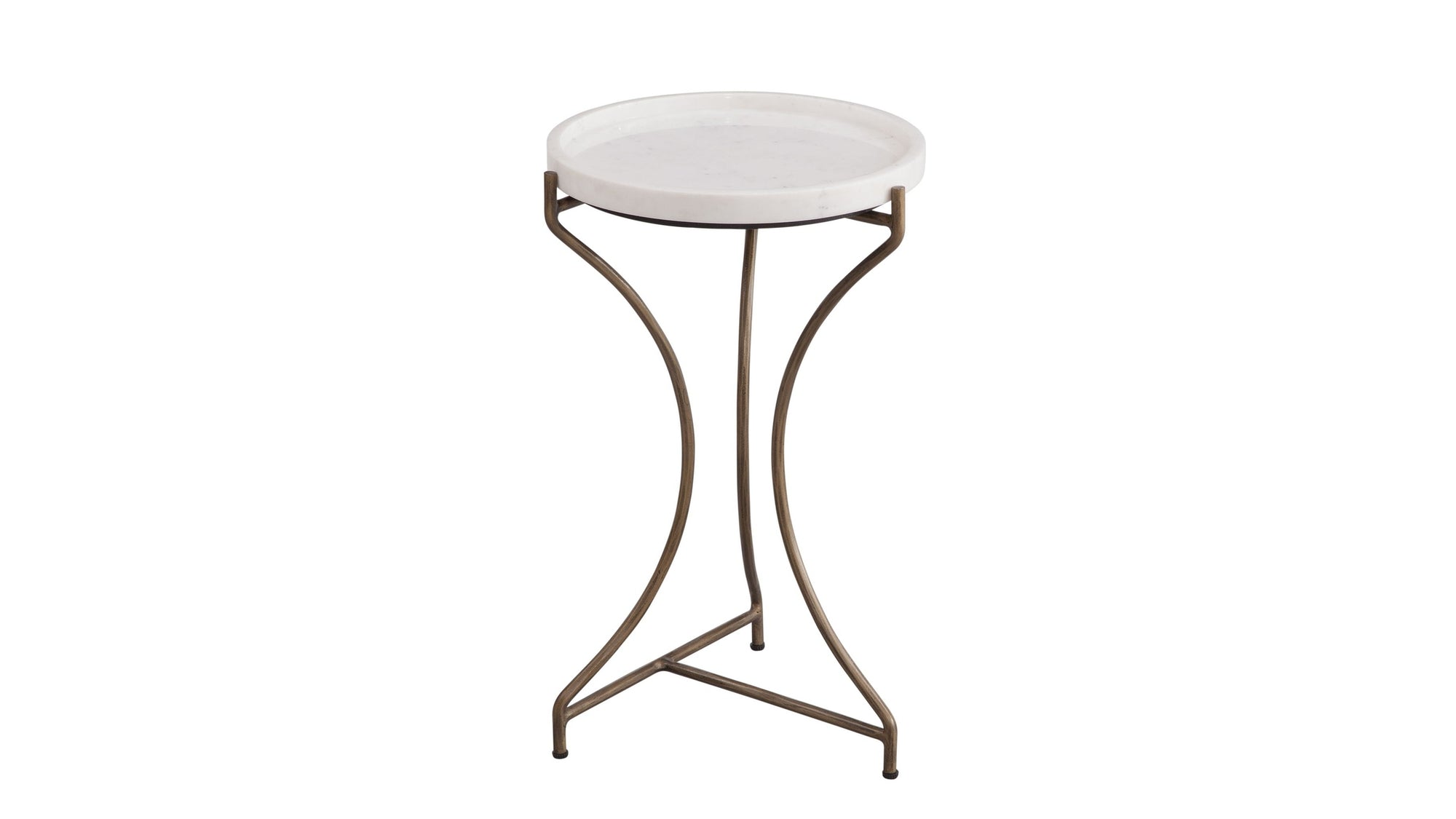 Mcgowan - Accent Table - Antique Brass / White Marble