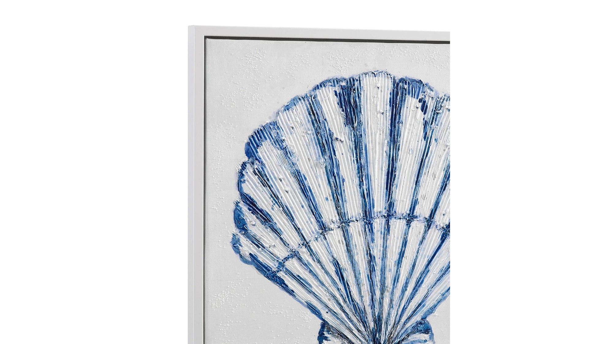 Shells Framed Canvas Set of 4 - Blue / White