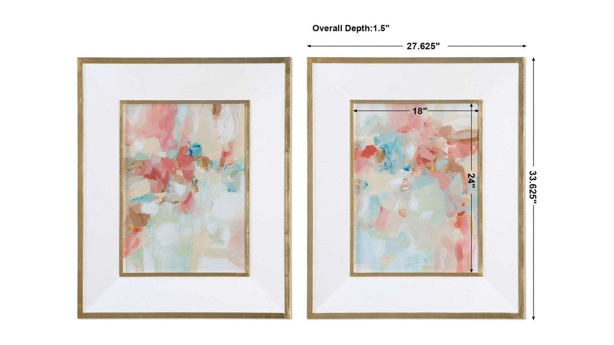 A Touch Of Blush And Rosewood Fences - Art Set of 2 - Pink