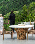 Stonewood - Indoor-Outdoor Dining Table - White / Woodtone