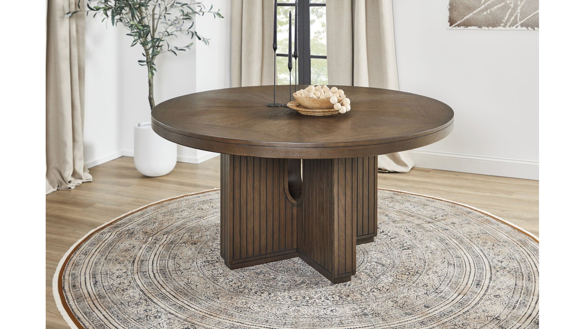 Athens - Round Dining Table - Chocolate Brown