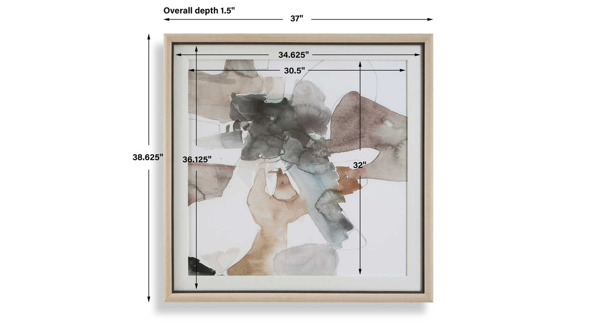 Cohesion - Framed Abstract Print - Black / Blue / Gray / Orange