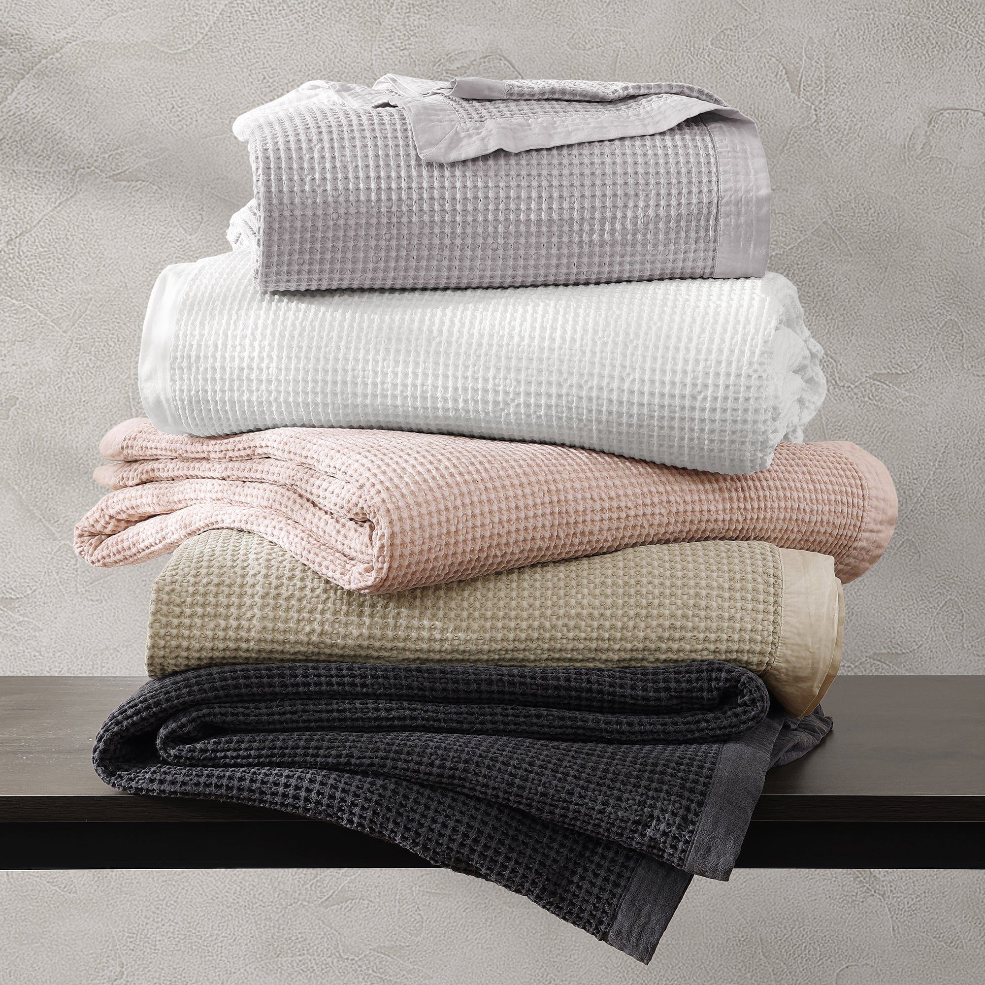 Stonewashed Cotton Waffle Weave - Full/Queen Coverlet - White