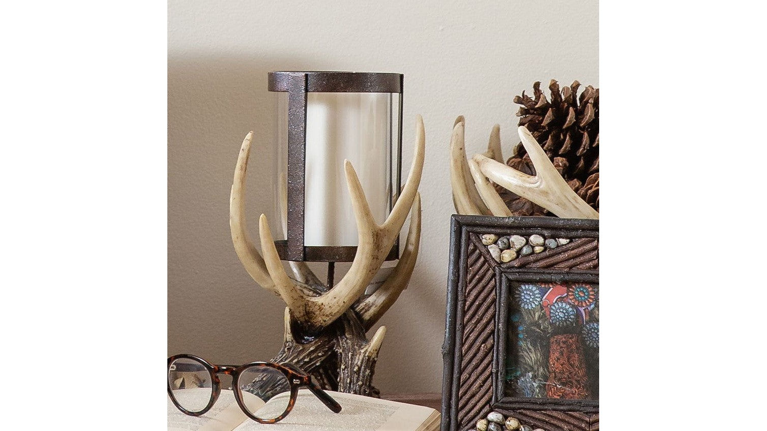 Antler - Hurricane Candle Holder 2 Per Carton - Tan / Brown