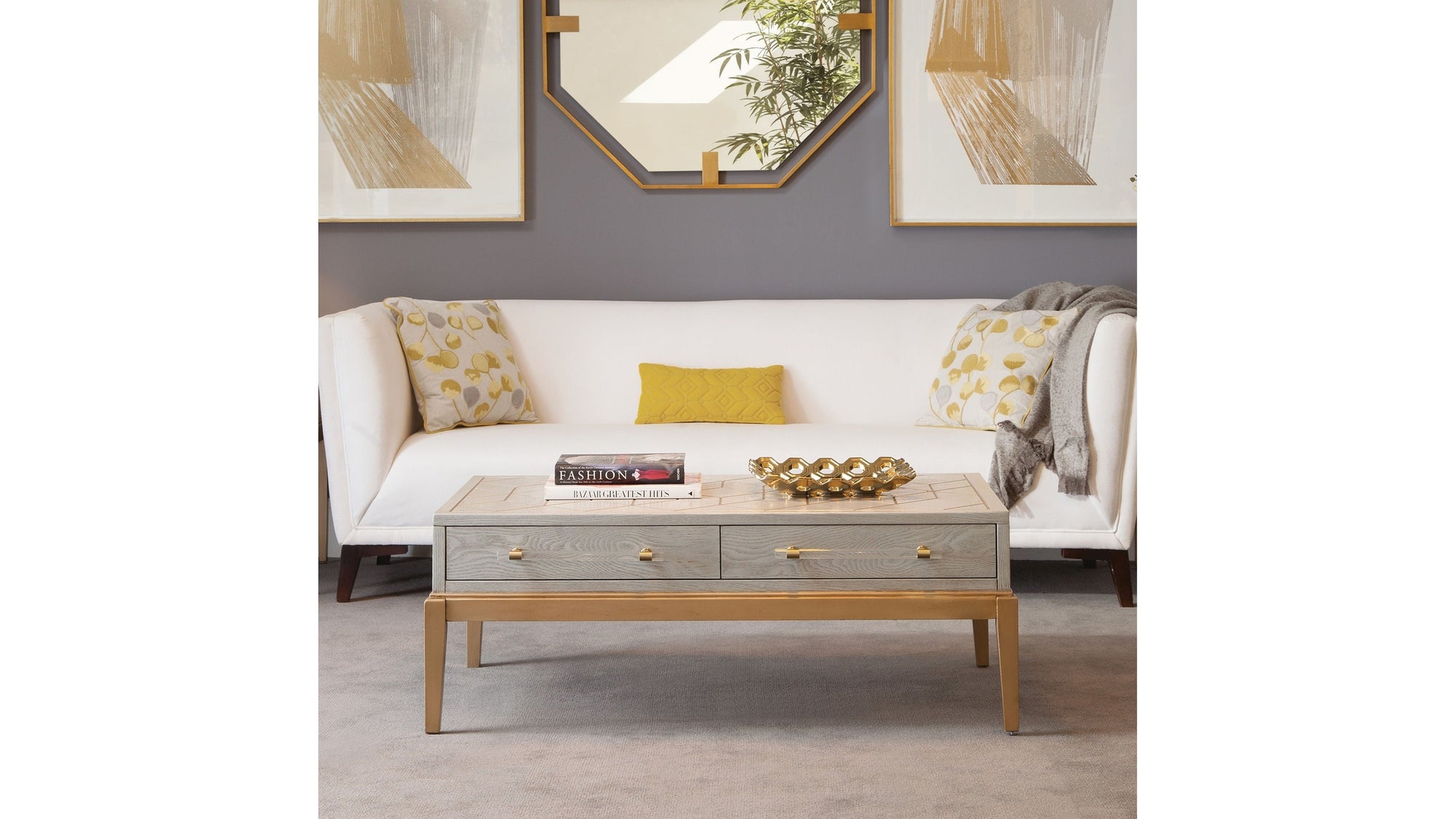 Perrine - Rectangle Cocktail Table - Silver / Gold