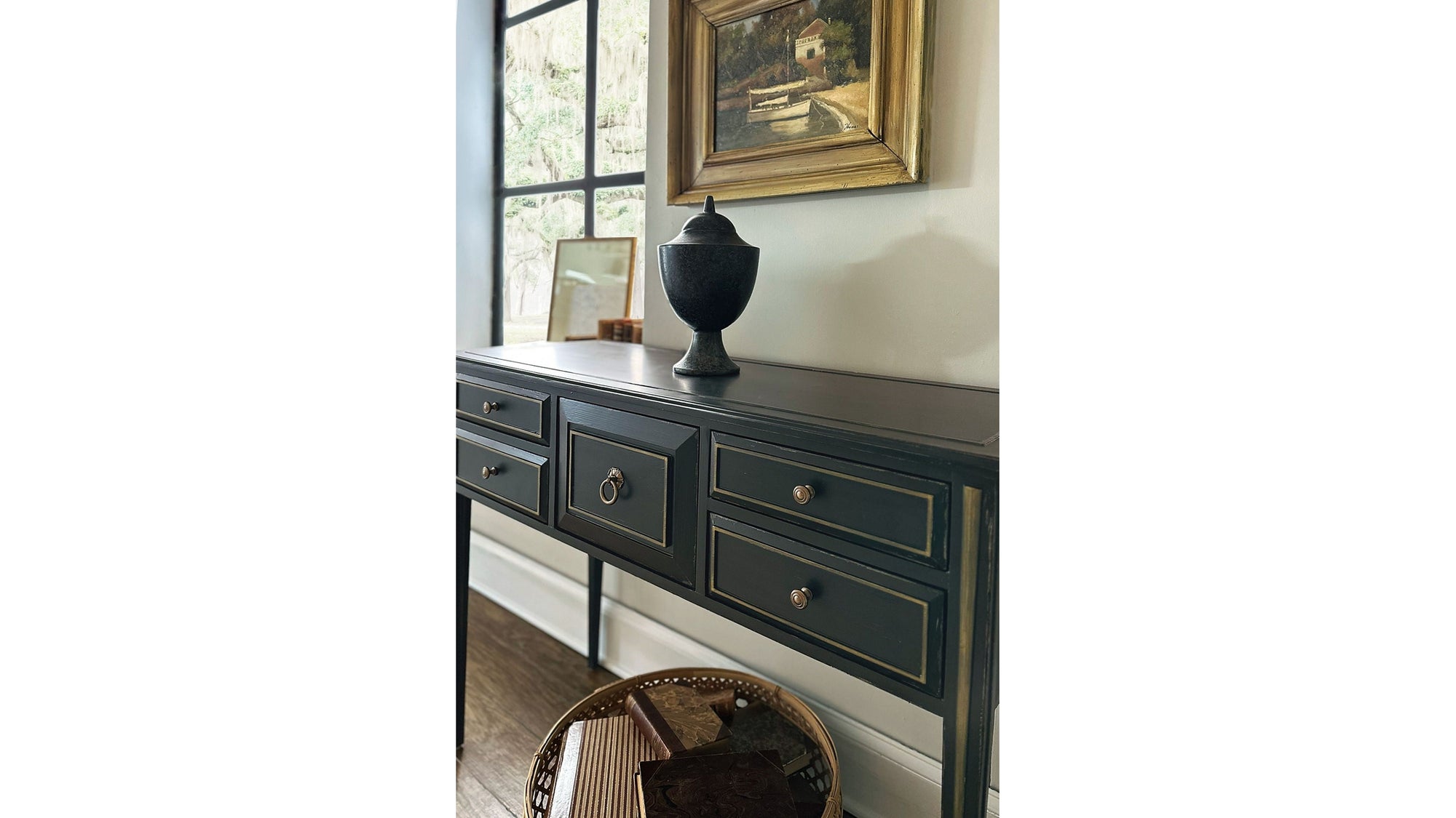 Charleston - Five-Drawer Console Table - Dark Green