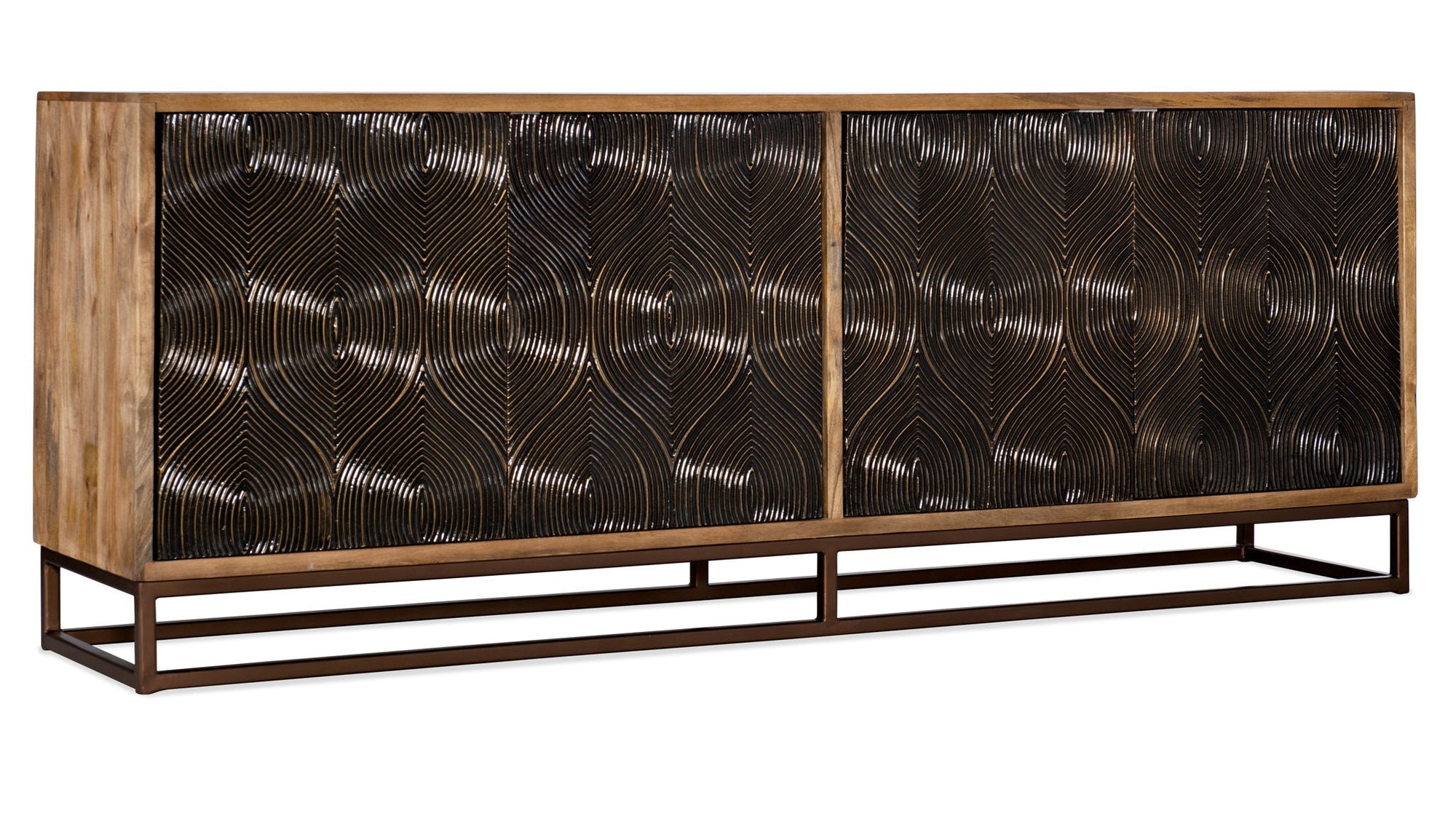 Swirl Door Entertainment Console - Light Brown / Dark Brown