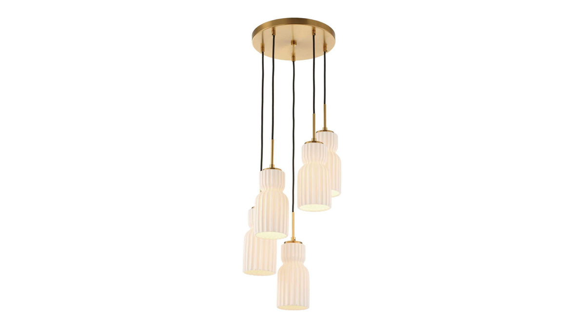 Vanier - 5 Light Cluster Pendant - Gold