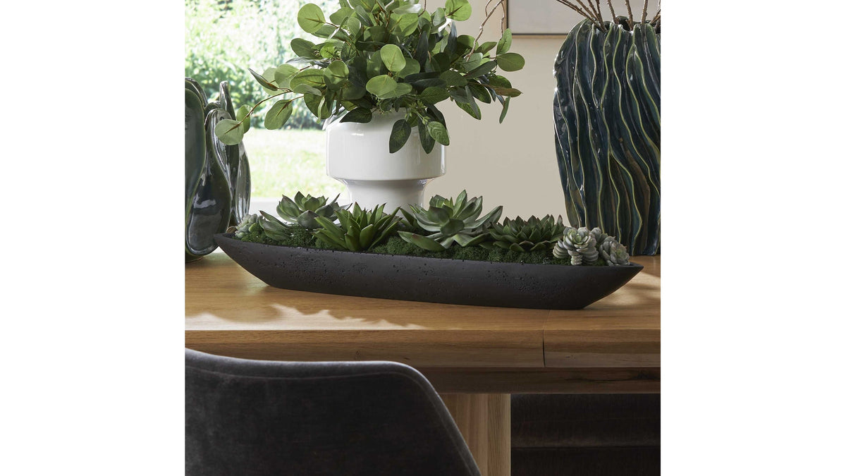 Verde - Succulent Centerpiece In Bowl - Black / Green