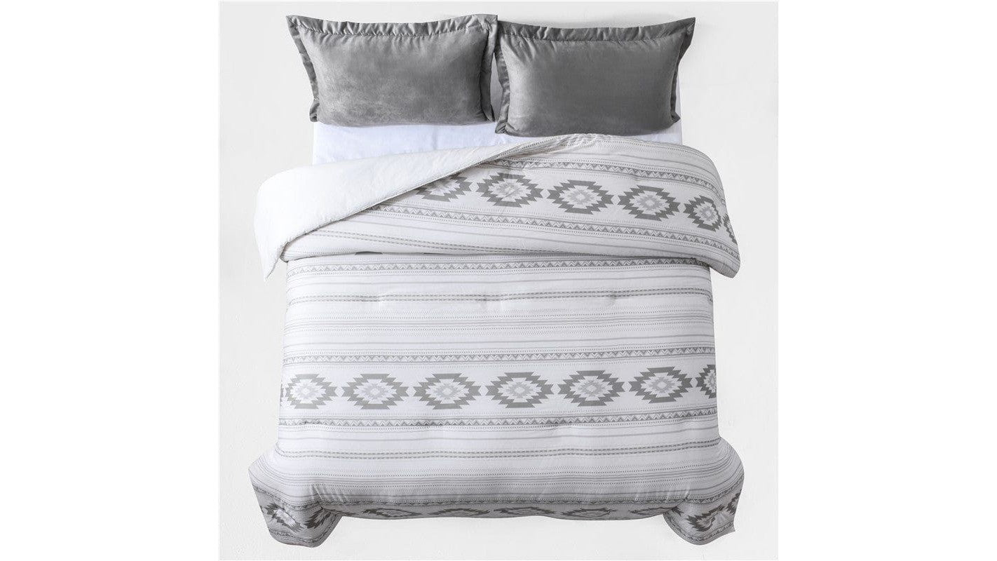 Free Spirit - Twin Comforter Set Set of 3 - Gray / White