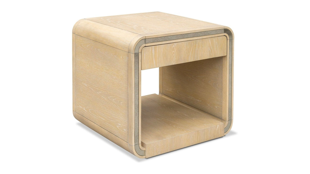 Damone - End Table - Cerused White Oak