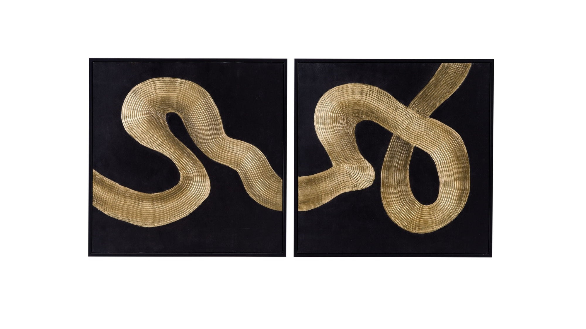 Connected Frame Canvas Set of 2 - Black / Gold