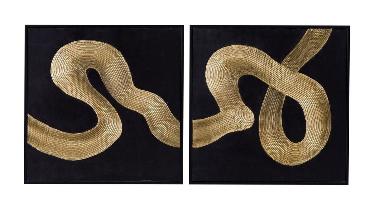 Connected Frame Canvas Set of 2 - Black / Gold