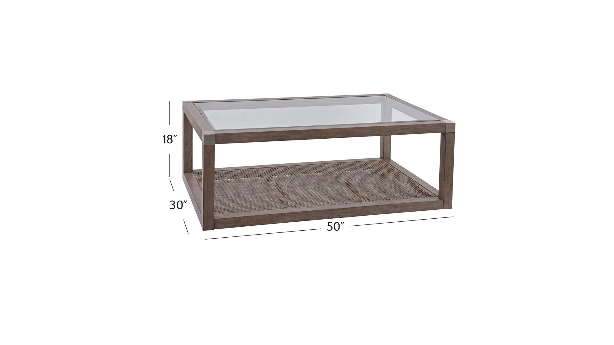 Calum - Cocktail Table - Driftwood Gray / Cane / Brushed Nickel