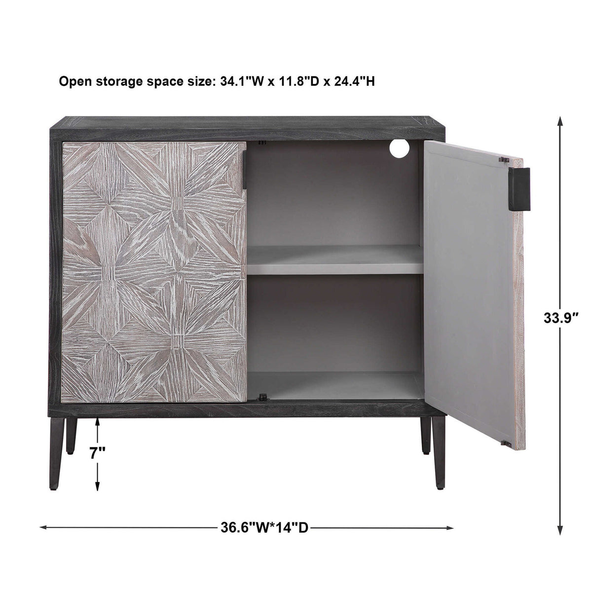 Laurentia - 2 Door Accent Cabinet - Black &amp; Silver
