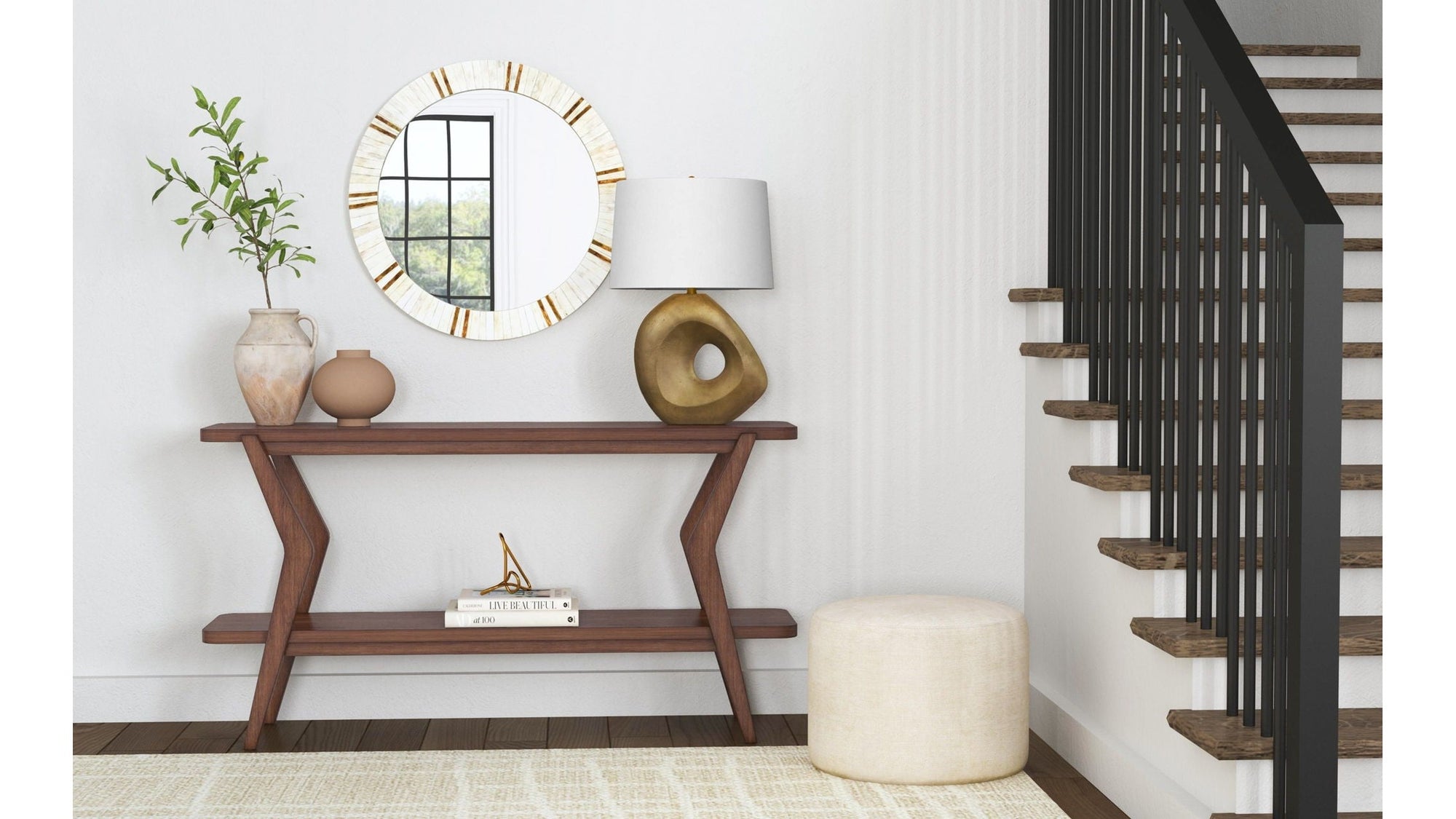 Anderson - Round Ottoman - Beige