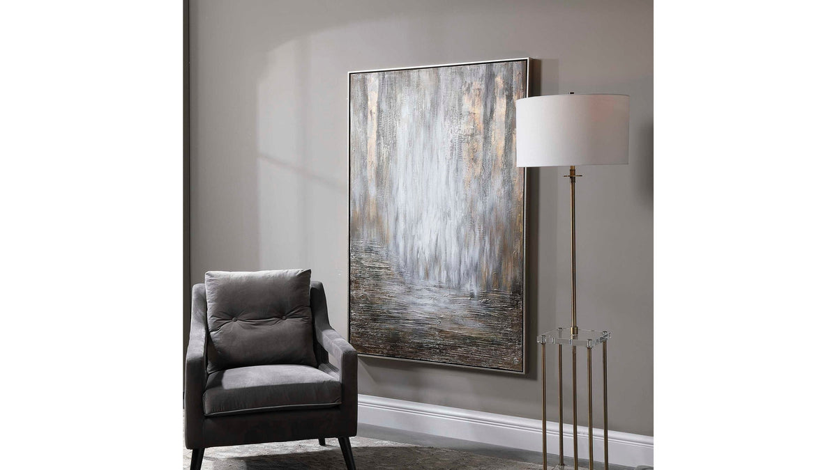 Desert Rain - Hand Painted Abstract Art - Gray
