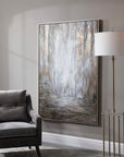 Desert Rain - Hand Painted Abstract Art - Gray