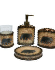 Lodge Bear - Countertop Bathroom Set (Set of 4), 4 Per Carton - Brown