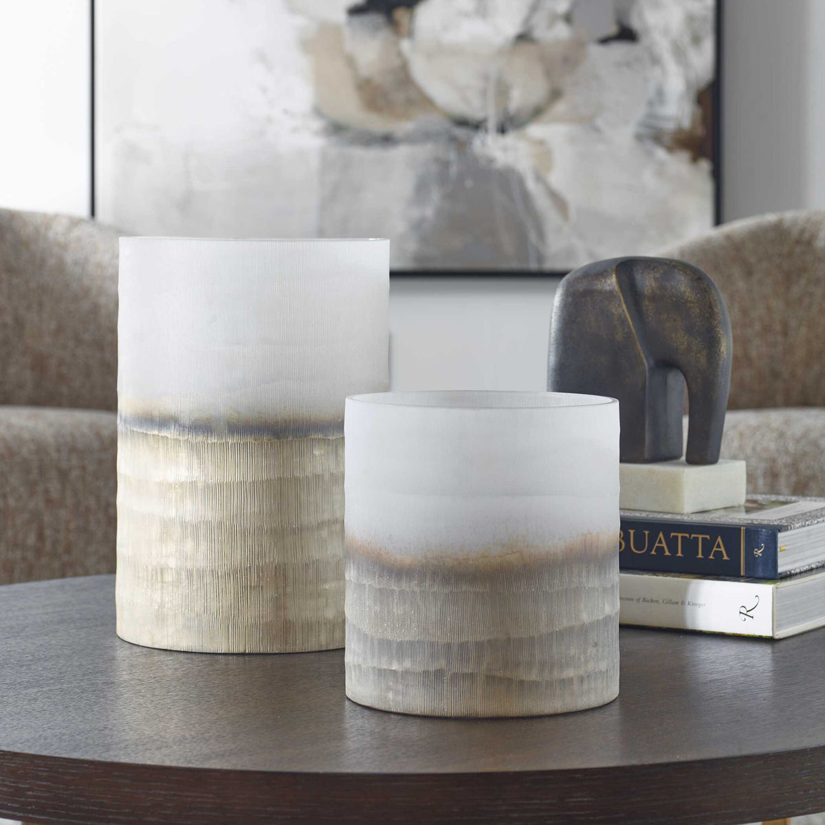Ombra - Modern Vases (Set of 2) - Beige