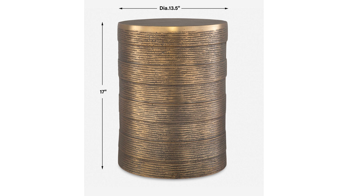Odin - Antique Brass Accent Table - Bronze