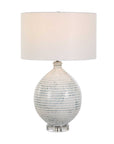 Clary - Horizontally Striped Table Lamp - Gray / White