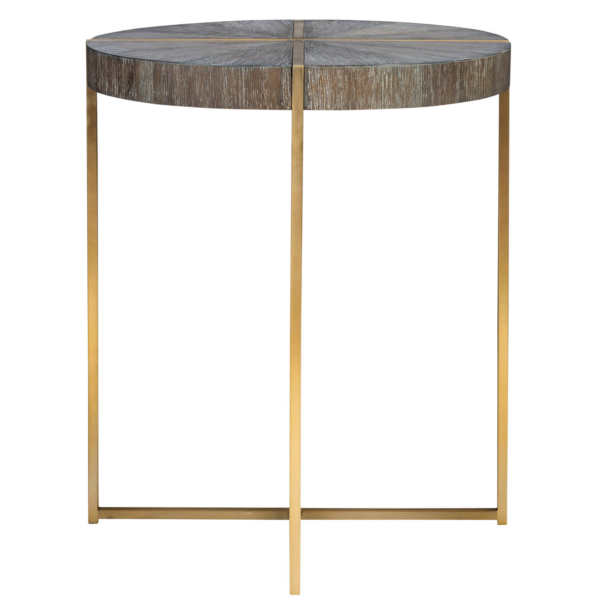 Taja - Round Accent Table - Dark Brown &amp; Gold