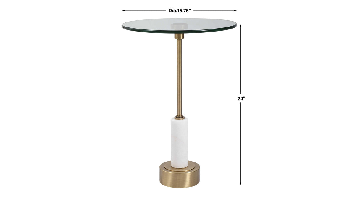 Portsmouth - Round Accent Table - Gold & White