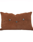 Western Suede Pillow - Western Suede Antique Silver Concho & Studded Lumbar Pillow - Tobacco