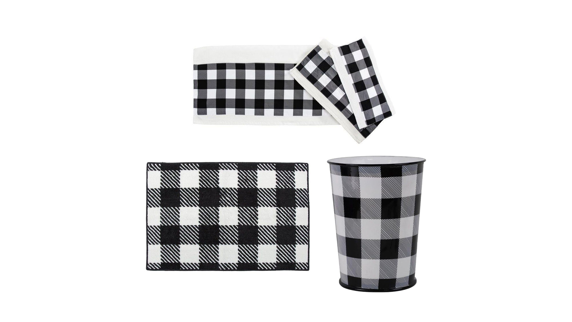 Camille - Buffalo Check Bathroom Lifestyle Set Set of 5 - Black / White