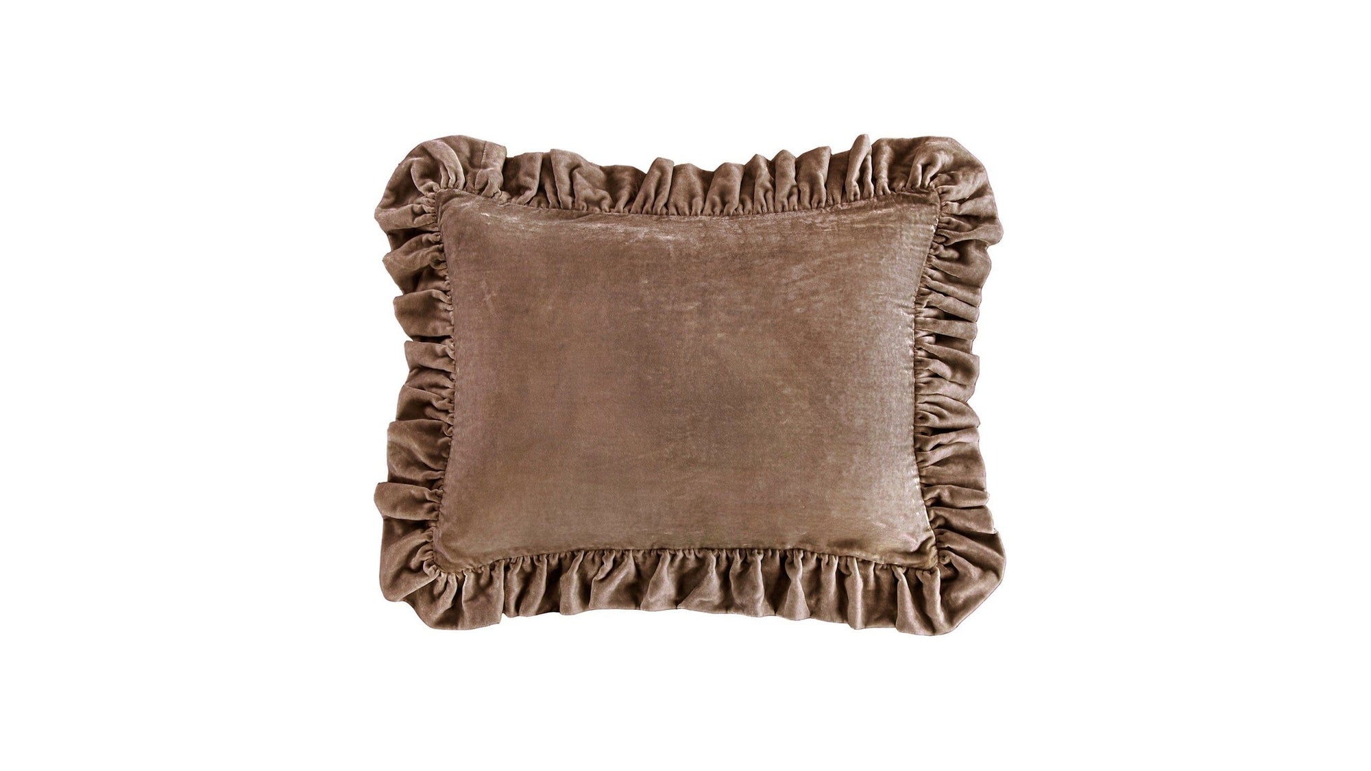 Stella - Faux Silk Velvet Ruffled Dutch Euro Pillow - Dusty Rose