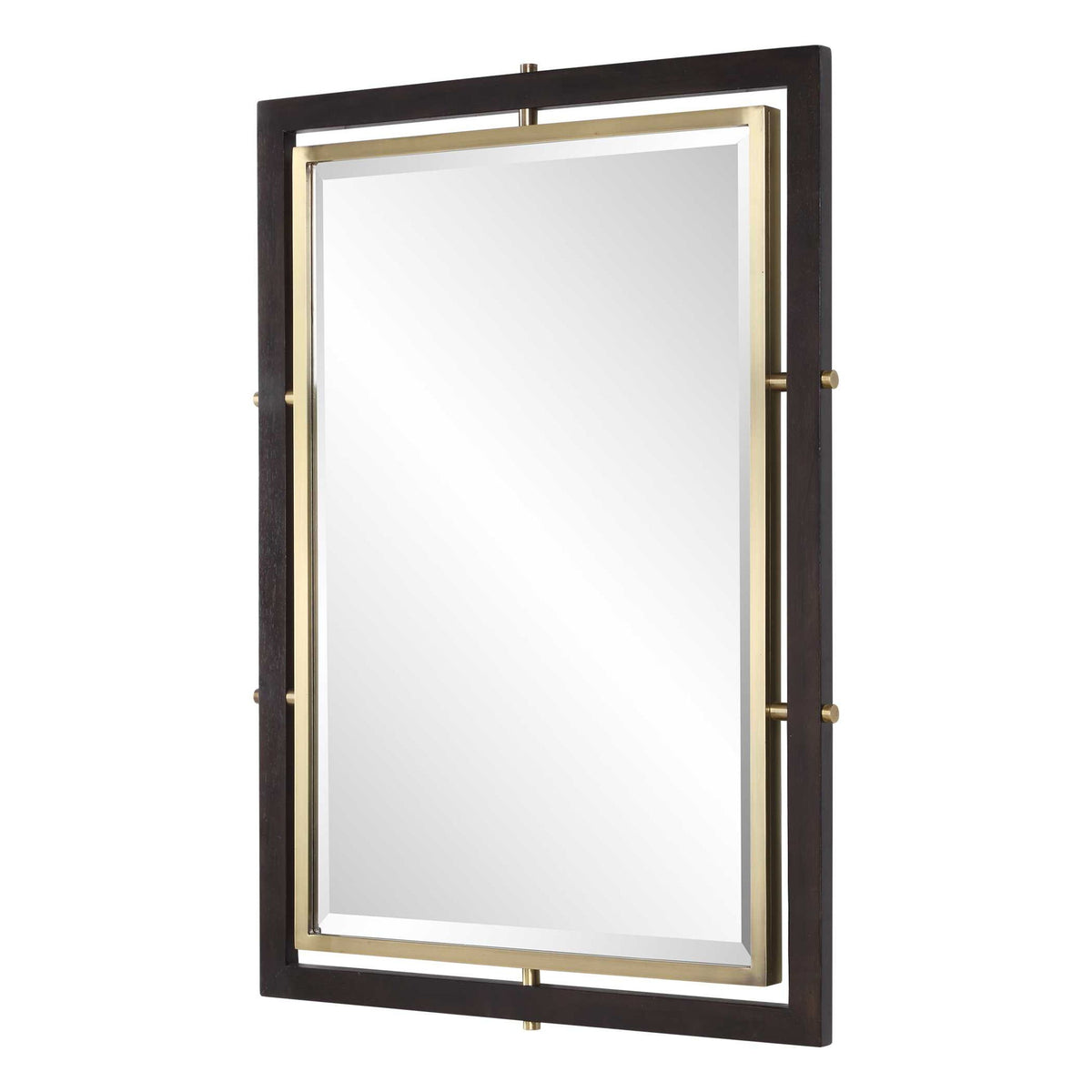 Bach - Rectangle Mirror - Walnut &amp; Brass