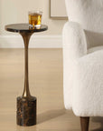 Karnes - Dark Marble Drink Table - Black / Bronze / Brown