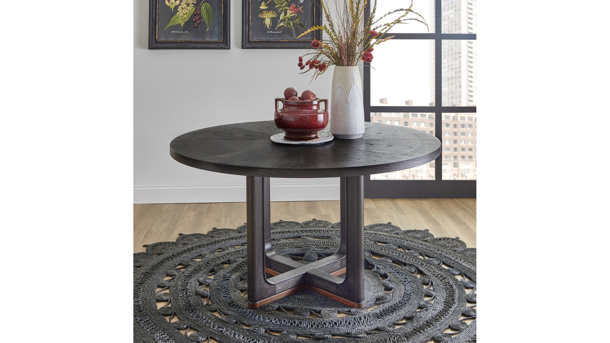 Waterfall - Round Dining Table - Deep Ebony
