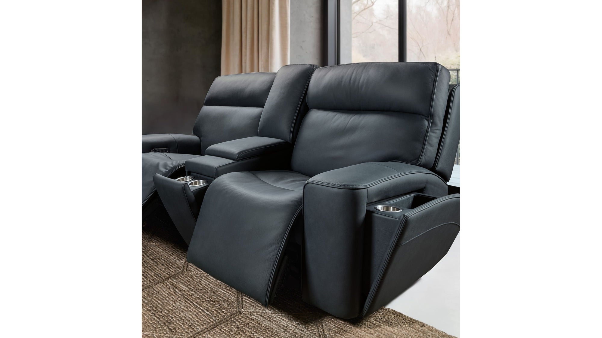 Riverton - Power Gliding Console Loveseat With Power Headrest And Lumbar - Black