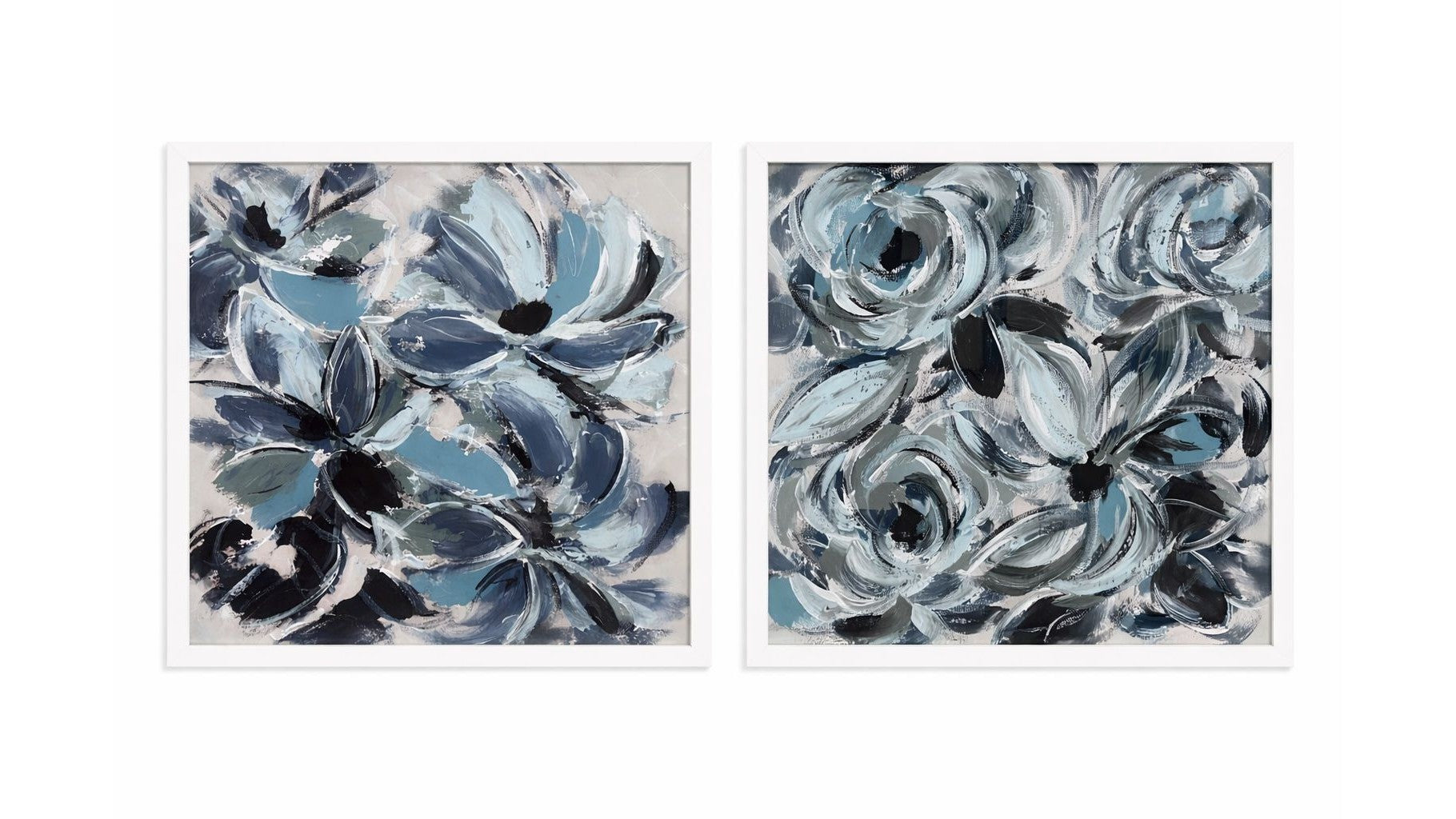 Bloom Blend Framed Print Set of 2 - Blue