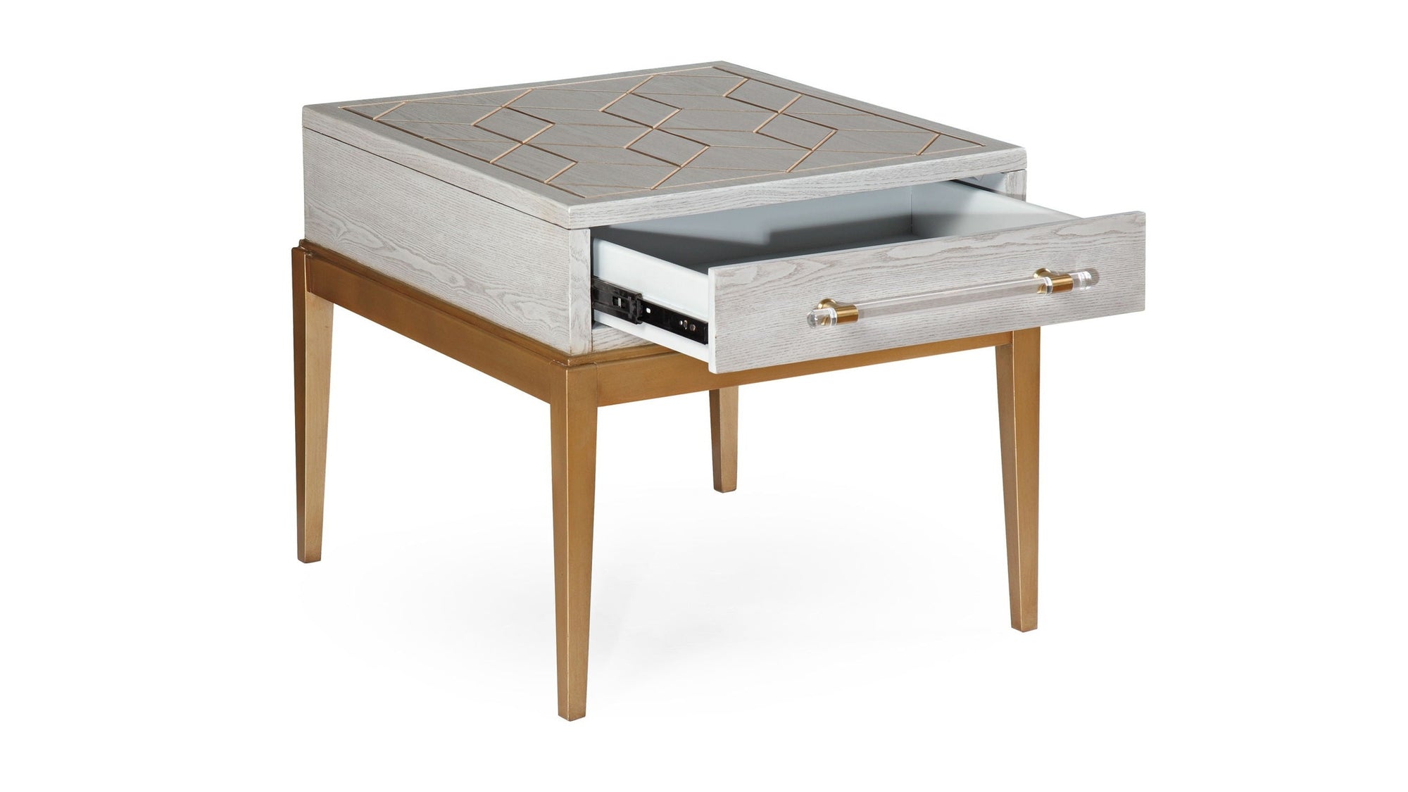 Perrine - Rectangle End Table - Silver / Gold
