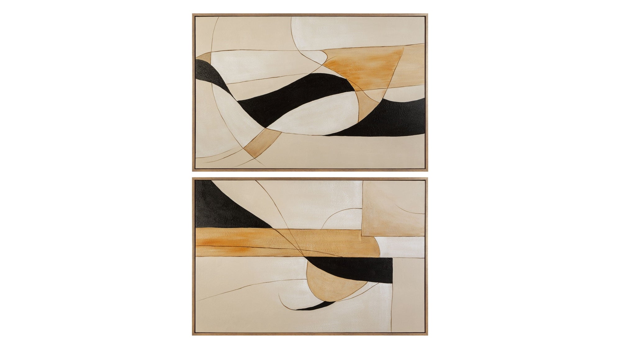 Golden Contour Framed Canvas Set of 2 - Gold